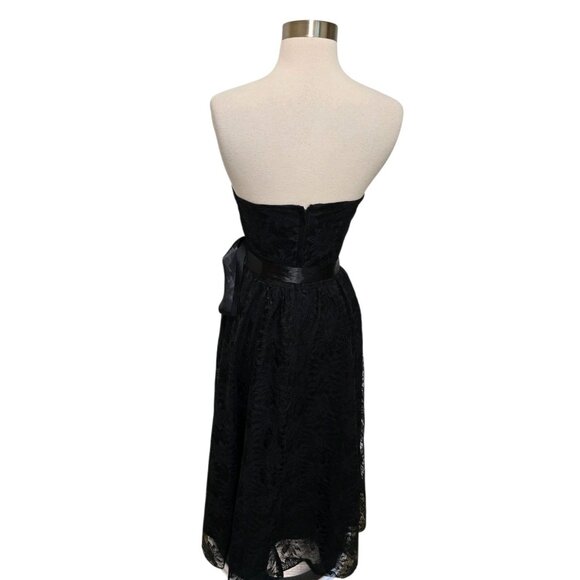 80s 90s Vintage Black Lace Dress Strapless Floral Size 9/10 - Picture 6 of 9